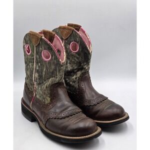 Ariat Fatbaby Heritage Women 6.5B Camo Western Riding Boots Brown Pink Round Toe
